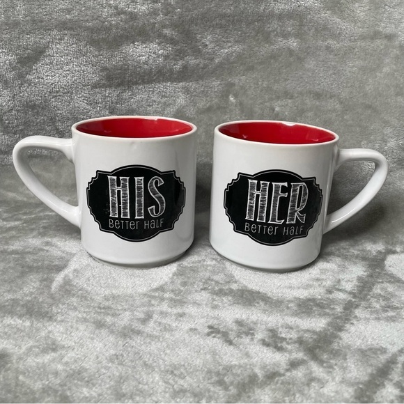 His & Her Better Half Pier 1 Imports Coffee/Tea Stoneware Mug. - Picture 1 of 15
